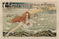 CABOURG -  5 H to Paris VINTAGE poster henri PRIVAT-LIVEMONT FRANCE 24X36