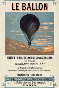 HOT AIR BALLOON VINTAGE POSTER 1883 French Aeronautical Journal 1 NEW 24x36-RW0