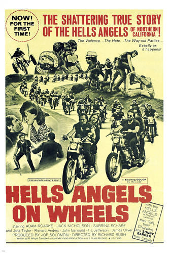 HELLS ANGELS ON WHEELS movie poster jack nicholson TRUE STORY bikers 24X36