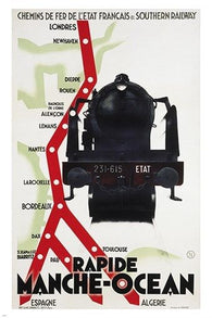 FRENCH ENGLISH TRAINS vintage travel poster SINGULAR EDUCATIONAL RARE 24X36
