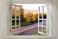 window to violet flowers scenic poster 24X36 LOVELY MEADOW VIBRANT SPRING