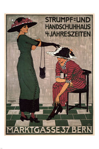 SOCK & GLOVE HOUSE vintage ad poster Burkhard Mangold Switzerland 1908 24X36