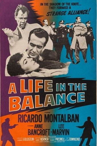 hollywood MOVIE poster A LIFE IN THE BALANCE anne bancroft COPS GUNS 24X36