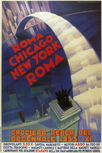 air cruisers of decennale vintage poster luigi martinati italy 1933 24X36