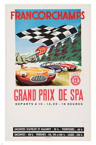 francorchamps grand prix de spa VINTAGE FRENCH POSTER sporty classic 24X36