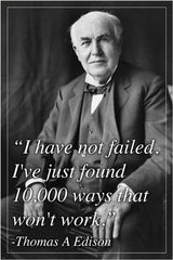 THOMAS EDISON, INVENTOR inspiring QUOTE POSTER ironic historic 24X36 RARE