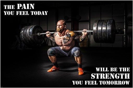 CLASSIC WEIGHT LIFTING photo and quote poster PAIN STRENGTH SPORTS 24X36 new