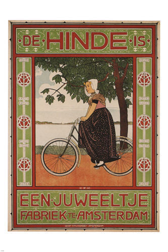 THE doe is a GEM VINTAGE BICYCLE AD POSTER Netherlands 1896 24X36 NEW rare