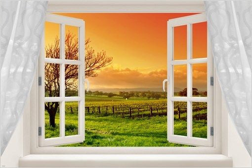 window poster FRENCH BORDEAUX REGION VINEYARDS picturesque COLORFUL 24X36