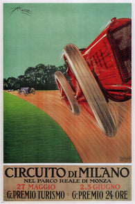 circuito di MILANO vintage ad poster ALDO MAZZA italy 1924 24X36 collectors