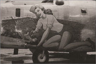 vintage WW2 BOMBER PLANE showing FOOTBALL PLAYERS art poster UNIQUE 24X36