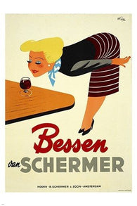 BESSEN SCHERMER berry liquor VINTAGE FOREIGN AD poster AMSTERDAM 24X36 rare