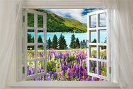 WINDOW onto lovely lavender mountain scenic poster 24X36 PURPLE fields NEW
