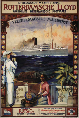 fly the SAPPHIRE SERVICE to CEYLON vintage travel poster SRI LANKA 1914 24X36