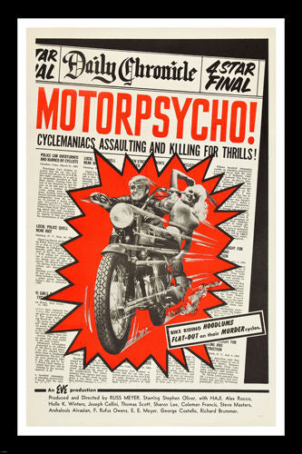 CULT DIRECTOR RUSS MEYER'S MOTORPSYCHO movie poster BOLD crazy fun 24X36