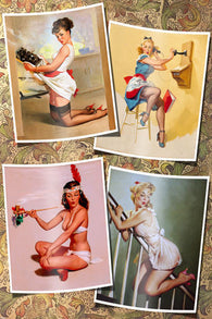 SEXY PIN-UP COLLAGE OF 4 GIRLS POSTER beautiful coy fun 24X36
