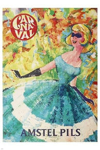 carnaval amstel pils VINTAGE BEER AD POSTER colorful formal party 24X36 RETRO