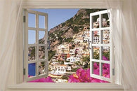 Window onto gorgeous AMALFI ITALY scenic poster 24X36 colorful blue water