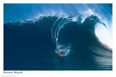 (24x36) Sunset Beach (Surfing Big Wave) Art Poster Print