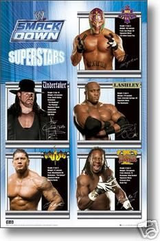 WWE Superstars Collage Poster Smackdown Rare New 24x36