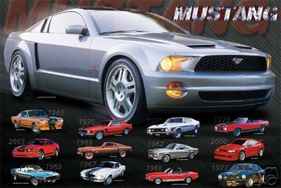 MUSTANG EVOLUTION Collage POSTER history car RARE 16X20