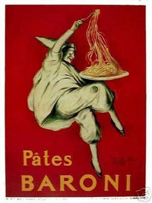 PATES BARONI ITALIAN SPAGHETTI PASTA VINTAGE AD POSTER