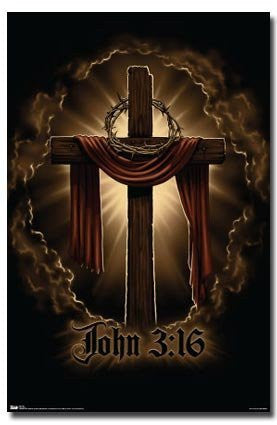 CROSS POSTER Jesus Christ John 3:16 RELIGION NEW 24X36