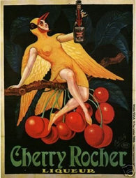 Cherry Rocher Liqueur Vintage Poster Beverage Ad Rare