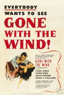 Gone with the Wind Movie Poster Clark Gable Vintage 9