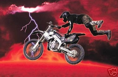 (24x36) Motorcross (Red Lava & Lightning) Art Poster Print