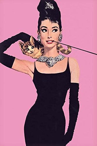 AUDREY HEPBURN POSTER - CUTE CAT - RARE NEW HOT 24X36