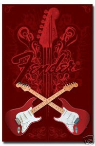 Fender Poster Guitars Crossed Rare HOT NEW 24x36