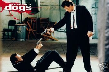Reservoir Dogs Movie (Mr. Pink and Mr. White Pointing Guns) Poster Print 24 x 36in