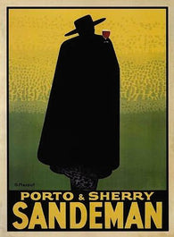 SANDEMAN POSTER - VINTAGE PORTO GERGES MASSIOT 24X36