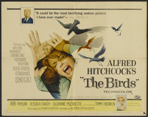 THE BIRDS MOVIE POSTER Alfred Hitchcock RARE VINTAGE 2