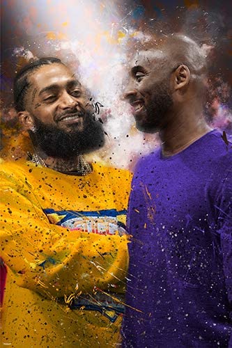 Famous Basketball Legend with Popular Rap Celebrity Poster Top Players Home Decor Print