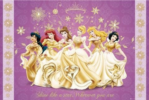 DISNEY PRINCESS POSTER - SHINE LIKE A STAR - 24X36