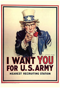 I Want You for U.S. Army Uncle Sam WWII War Propaganda Art Print Poster 13 x 19in