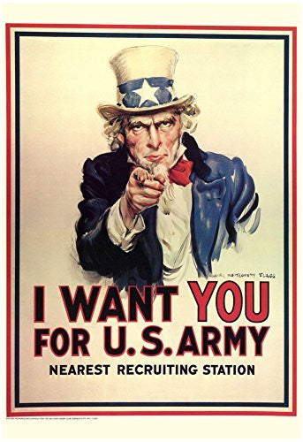 I Want You for U.S. Army Uncle Sam WWII War Propaganda Art Print Poster 13 x 19in