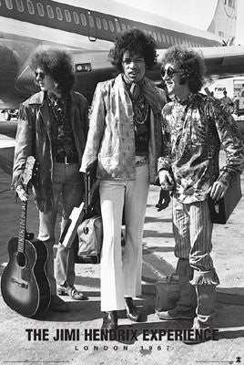 JIMI HENDRIX POSTER - RARE 1967 LONDON BAND SHOT 24X36