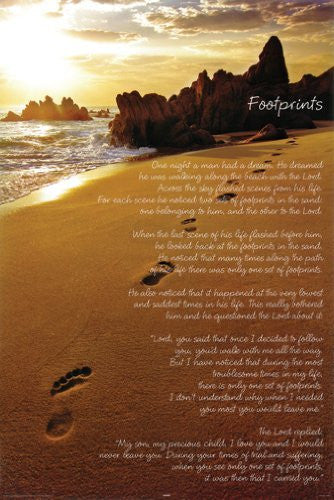 FOOTPRINTS POSTER One Night a Man Had a Dream - Inspirational NEW 24x36