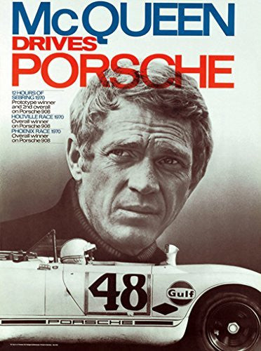 PORSCHE POSTER Steve McQueen RARE HOT NEW 24x36