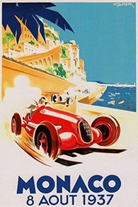 GRAND PRIX de MONACO POSTER 1937 French Vintage Car Racing RARE HOT NEW 24x36