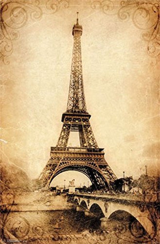 EIFFEL TOWER POSTER Amazing Parchment and Rustic Shot RARE HOT NEW 22x34