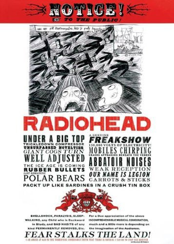RADIOHEAD POSTER - FEAR STALKS THE LAND - NEW 24X36