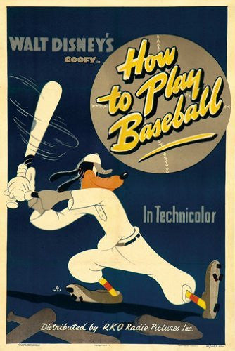 GOOFY HOW TO PLAY BASEBALL MOVIE POSTER Rare Vintage