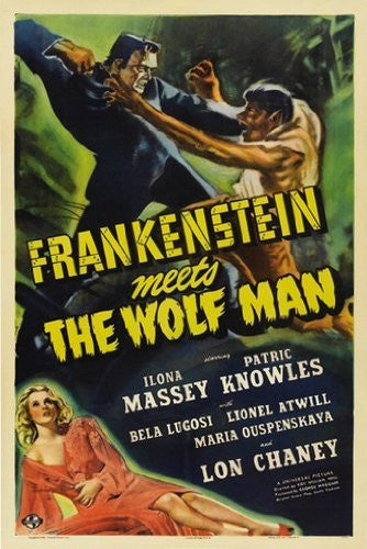 Frankenstein Meets the Wolf Man Movie Poster Vintage