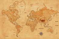WORLD MAP POSTER Parchment Ancient Texture RARE HOT NEW 24x36