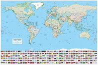 WORLD MAP POSTER Country Flags - Relief - Political RARE HOT NEW 24x36