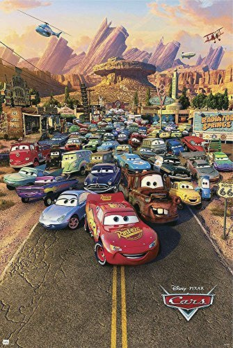 (24x36) Cars Movie (Group, Town) Poster Print by hse